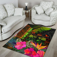Fiji Polynesian Personalised Area Rug - Hibiscus and Banana Leaves - Polynesian Pride