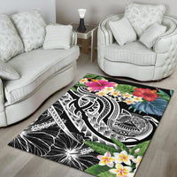 Polynesian American Samoa Area Rug - Summer Plumeria (Black) - Polynesian Pride