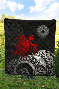 American Samoa Polynesian Premium Quilt - American Samoa Seal & Red Turtle - Polynesian Pride