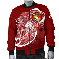 Tonga Men'S Bomber Jacket Shark Coat Of Arms - Polynesian Pride