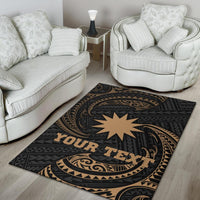 Nauru Polynesian Custom Personalised Area Rug - Gold Tribal Wave - Polynesian Pride