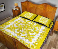 Hawaii Quilt Bed Set Royal Pattern - Yellow And White - Polynesian Pride