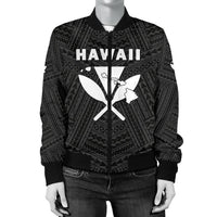 Hawaii Kanaka Polynesian Women's Bomber Jacket White - Polynesian Pride