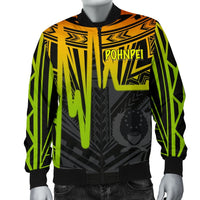 Pohnpei Men's Bomber Jacket - Pohnpei Seal In Heartbeat Patterns Style (Reggae) - Polynesian Pride