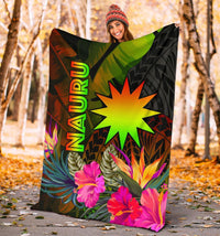 Nauru Polynesian Premium Blanket - Hibiscus and Banana Leaves - Polynesian Pride