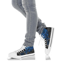 Tahiti Polynesian High Top Shoes - Blue Turtle Hibiscus Flowing - Polynesian Pride