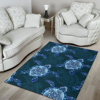 Blue Turtle Plumeria Area Rug - Polynesian Pride