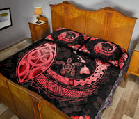 Hawaii Quilt Bed Set - Hawaii Hibiscus Map Polynesian Quilt Bed Set Red - Polynesian Pride