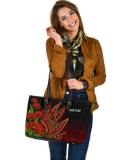 Polynesian Hawaii Personalised Large Leather Tote Bag - Ohia Lehua - Polynesian Pride