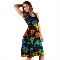Polynesian Midi Dress - Rainbow Hibiscus - Polynesian Pride