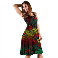 Samoa Polynesian Midi Dress - Turtle Hibiscus Reggae - Polynesian Pride