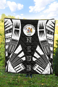 Niue Premium Quilt - Niue Seal Polynesian White Tattoo - Polynesian Pride