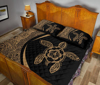 Hawaiian Polynesian Turtle Quilt Bed Set - Circle Style Gold - Polynesian Pride