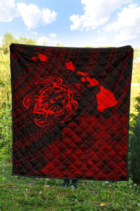 Hawaii Sea Turtle Is Swimming Toward Premium Quilt Red - Polynesian Pride