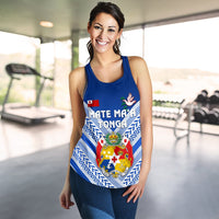 Mate Ma'a Tonga Rugby Women's Racerback Tank Polynesian Creative Style - Blue - Polynesian Pride