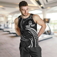 Vanuatu Polynesian Custom Personalised Men's Tank Top - White Tribal Wave - Polynesian Pride