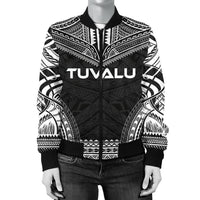 Tuvalu Polynesian Chief Women'S Bomber Jacket - Black Version - Polynesian Pride