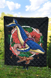 Hawaii Premium Quilt - Hibiscus Whale Turtle - Polynesian Pride