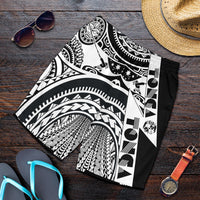 Polynesian Shorts Men - Maui Moana Tattoo with Seal Tonga White - Polynesian Pride