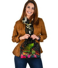 New Caledonia Polynesian Personalised Shoulder Handbag - Hibiscus and Banana Leaves - Polynesian Pride