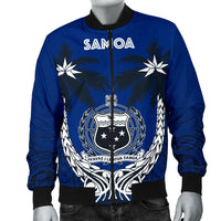 Samoa Polynesian Coconut Men's Bomber Jacket (Blue) - Polynesian Pride