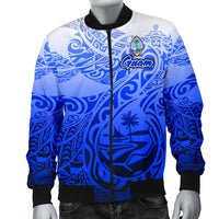Guam Polynesian Men's Bomber Jacket - Tribal Tattoo With Seal - Polynesian Pride