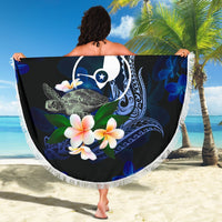 Yap Micronesia Beach Blanket - Turtle With Plumeria Flowers - Polynesian Pride