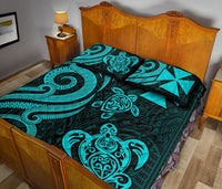 Wallis and Futuna Quilt Bed Set - Turquoise Tentacle Turtle - Polynesian Pride