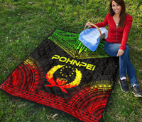 Pohnpei Premium Quilt - Pohnpie Flag Polynesian Chief Reggae Version - Polynesian Pride