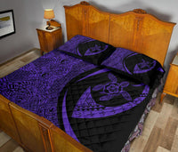 Hawaii Turtle Fish Hook Polynesian Quilt Bed Set Purple - Circle Style - Polynesian Pride