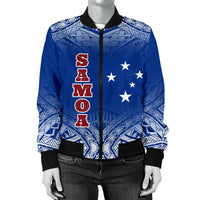Samoa Women's Bomber Jacket - Polynesian Fog Blue - Polynesian Pride