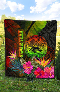 American Samoa Polynesian Personalised Premium Quilt - Hibiscus and Banana Leaves - Polynesian Pride