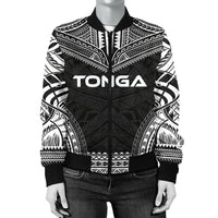 Tonga Polynesian Chief Women'S Bomber Jacket - Black Version - Polynesian Pride