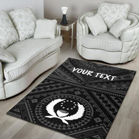 Pohnpei Personalised Area Rug - Pohnpei Seal With Polynesian Tattoo Style ( Black) - Polynesian Pride