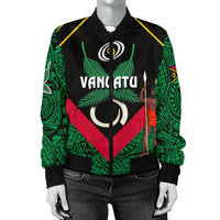 Vanuatu Rugby Women Bomber Jacket Flag Style - Polynesian Pride
