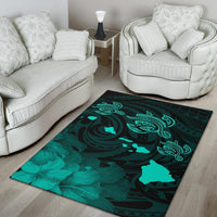 Hawaii Turtle Hibiscus Map Polynesian Area Rug AH - Polynesian Pride