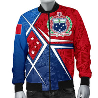 Samoa Men's Bomber Jacket - Samoa Flag with Polynesian Patterns - Polynesian Pride