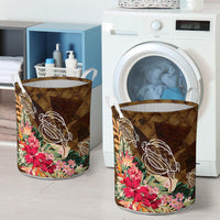 Kanaka Turtle Tropical Knit Background Laundry Basket - AH - Polynesian Pride