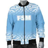 Federated States of Micronesia Men's Bomber Jacket - Fog Blue Style - Polynesian Pride
