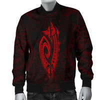 Hawaii Kakau Makau Fish Hook Kanaka Map Men's Bomber Jacket Polynesian - Red - Polynesian Pride