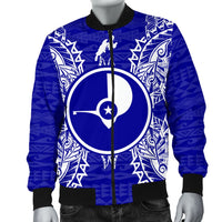 Yap Polynesian Men's Bomber Jacket Map Blue - Polynesian Pride
