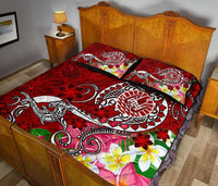 Tahiti Quilt Bed Set - Turtle Plumeria (Red) - Polynesian Pride