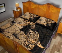 Hawaii Turtle Quilt Bed Set Polynesian Hibiscus Art Gold AH - Polynesian Pride