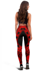 Northern Mariana Islands Women Leggings Polynesian Pattern Red - Polynesian Pride