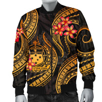 Samoa Polynesian Men Bomber Jacket - Gold Plumeria - Polynesian Pride