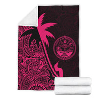 Marshall Islands Coconut Tree Premium Blanket Pink - Polynesian Pride
