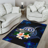 Northern Mariana Islands Polynesian Area Rug - Turtle With Plumeria Flowers - Polynesian Pride