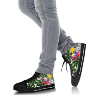 Papua New Guinea High Top Shoes White - Turtle Plumeria Banana Leaf - Polynesian Pride