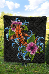 Hawaii Polynesian Premium Quilt - Cephalofoil Tattoo Hibiscus - Polynesian Pride