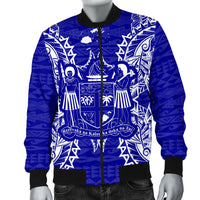 Fiji Polynesian Men's Bomber Jacket Map Blue - Polynesian Pride